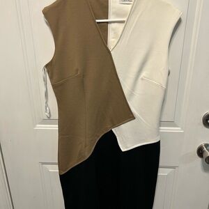 Calvin Klein Brown, White, and Black Dress
